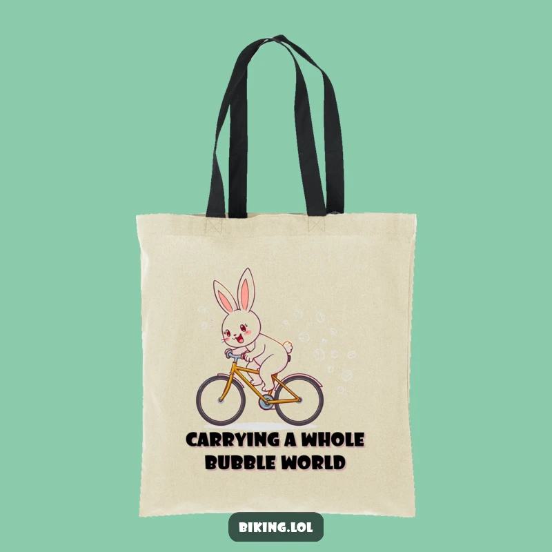 Funny Bunny Bicycle Bubble Tote Bag: Carry Laughs & Bubbles!