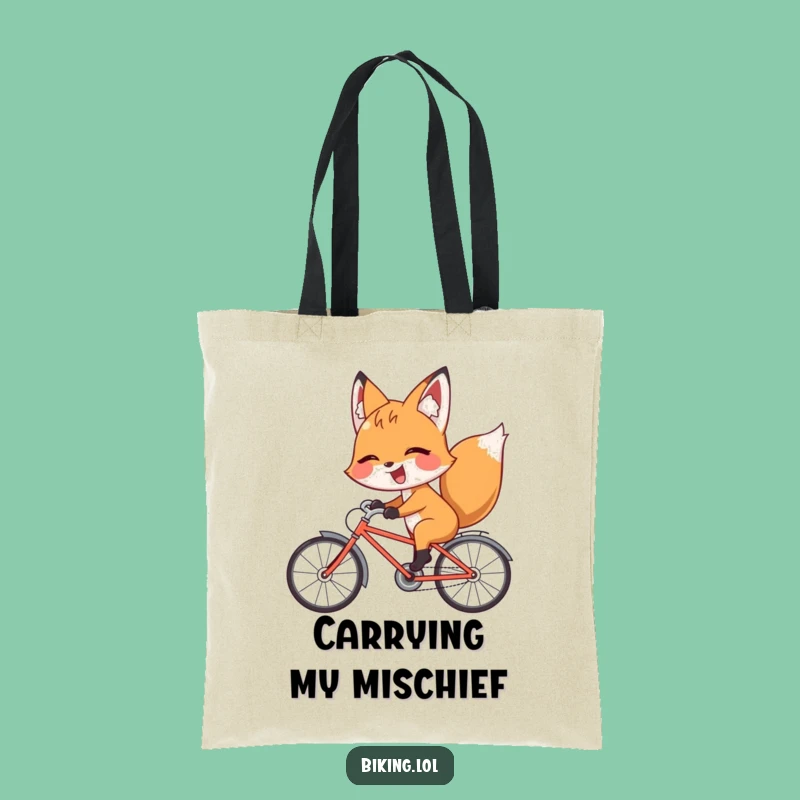 Funny Fox Backward Bicycle Tote Bag: Playful Cyclist Accessory, Great Funny Gift