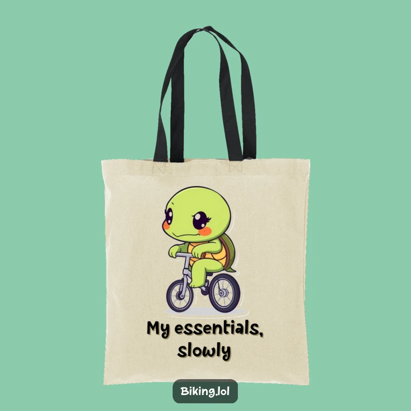 Funny Turtle Unicycle Tote Bag: Determined Slow & Steady Accessory