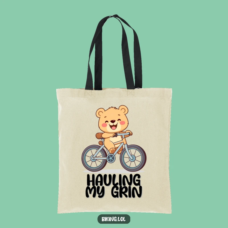 Funny Bear Cub Bicycle Tote Bag: Happy Rider's Carry-All - Practical Funny Gift Tote