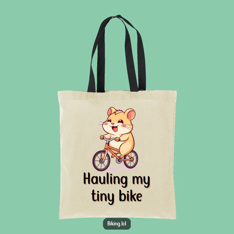 Funny Hamster Bicycle Tote Bag: Hilarious Determined Cyclist Accessory, Great Funny Gift